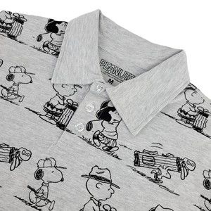 Peanuts Golf Polo Shirt. Men's Medium. Gray w/ black graphics